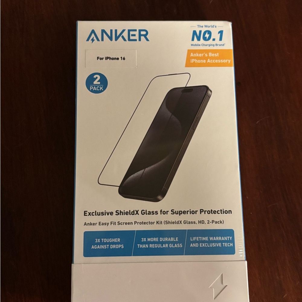 Anker ShieldX Glass Screen Protector for iPhone 16 - 2 Pack